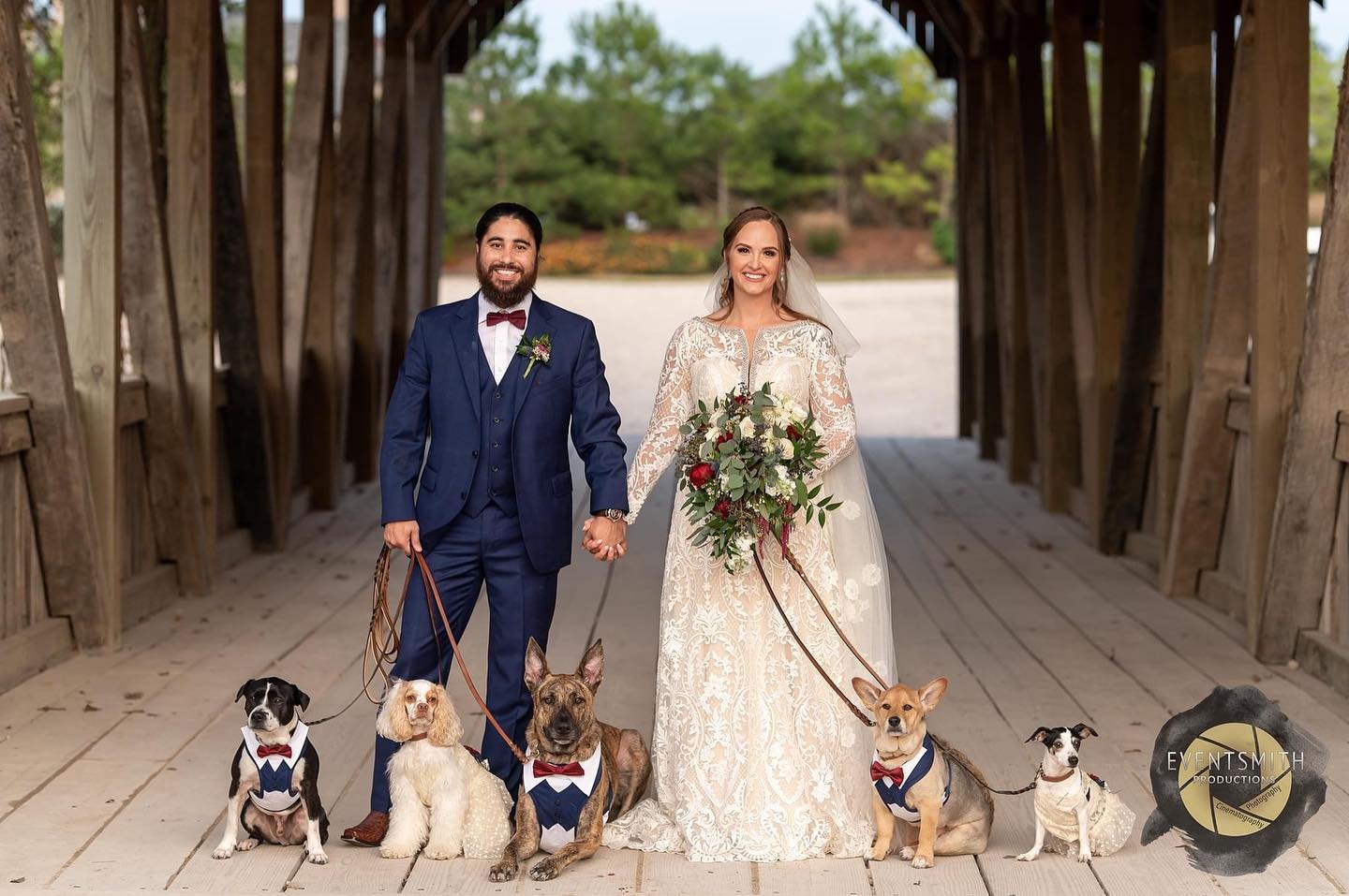 Pareja que se conoció paseando a sus perros los incluye en su boda
