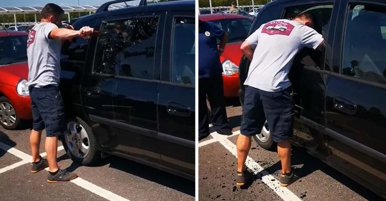 Hombre salva a perro atrapado en un auto caliente