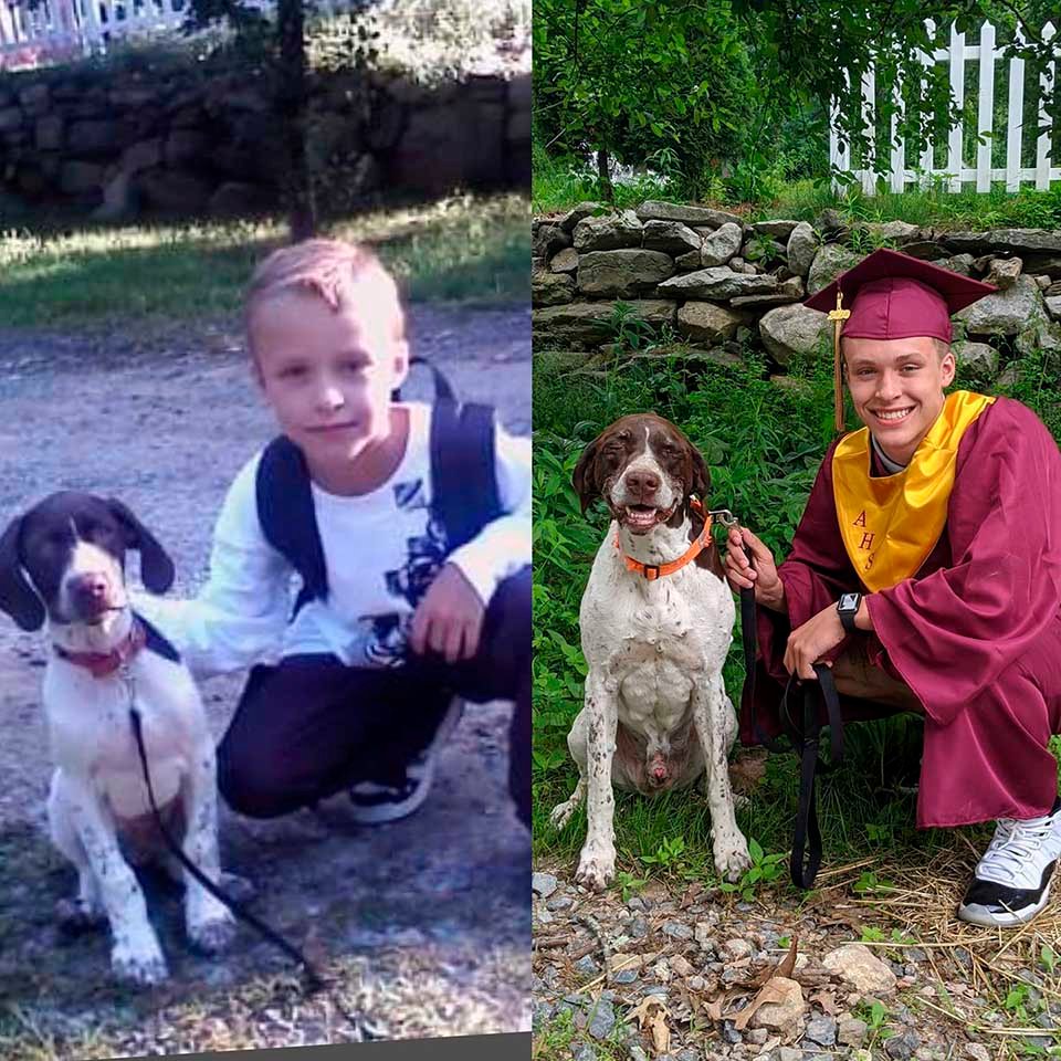 Recién graduado y su perro