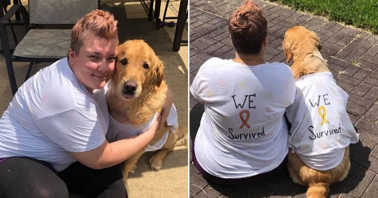 Mujer y su perrita obtienen camisetas a juego celebrando que vencieron la enfermedad