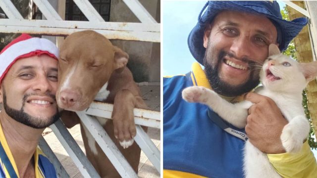 Cartero se toma selfies con animales de los que se hace amigo