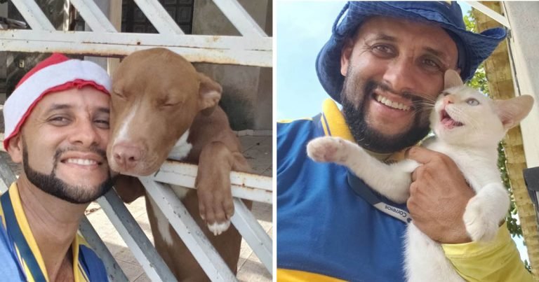 Cartero se toma selfies con animales de los que se hace amigo