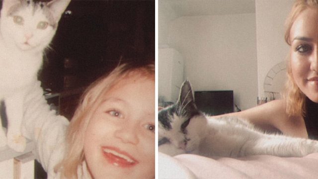 Mujer comparte fotos ella gato
