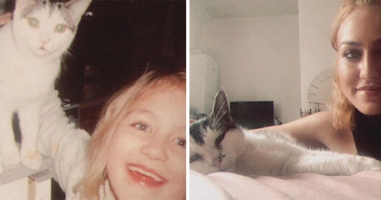 Mujer comparte fotos ella gato