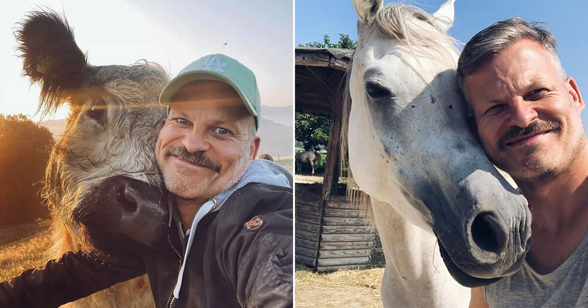 Hombre demuestra que animales de granja
