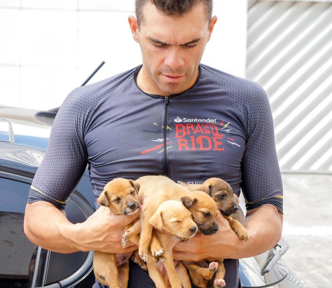 Cyclist finds puppies