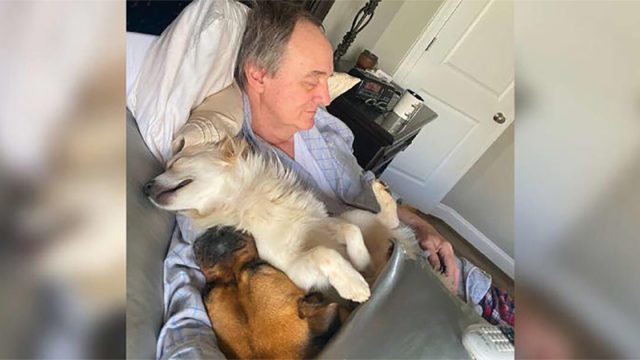 Mujer encuentra padre durmiendo con perros vecinos