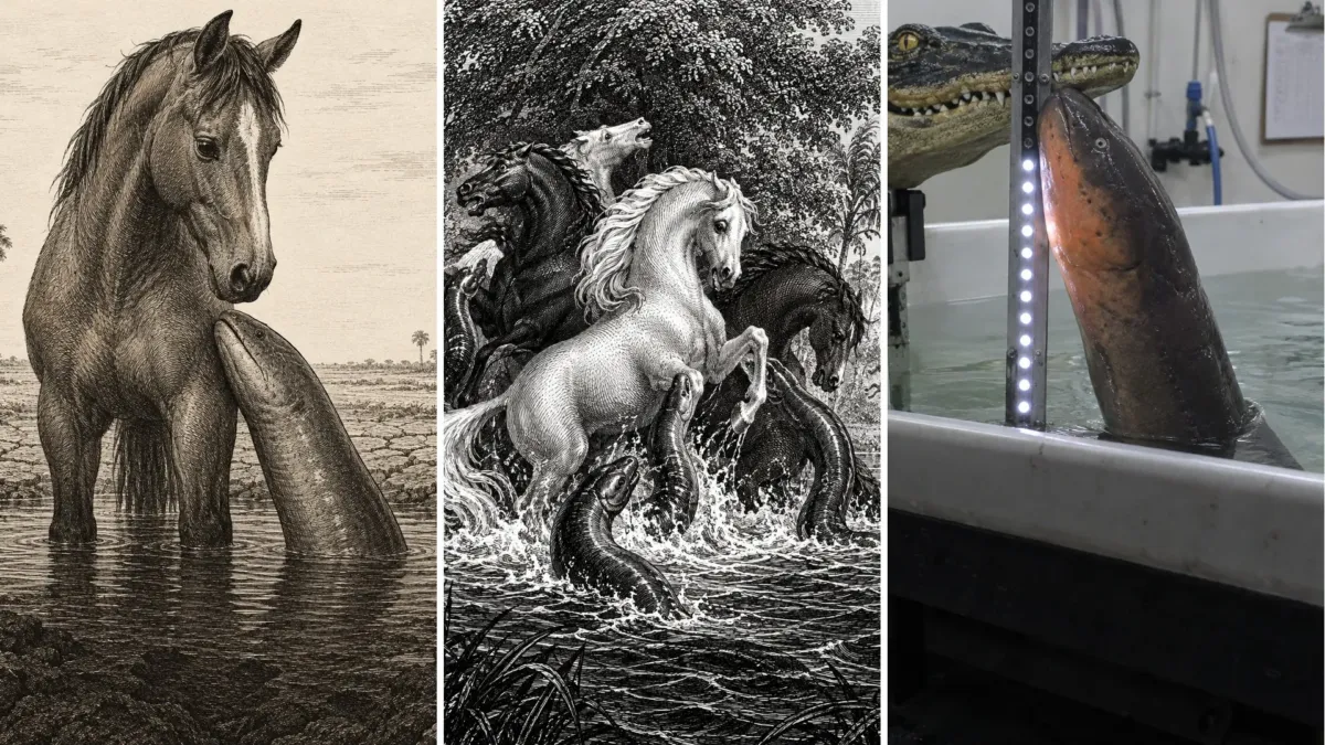 Humboldt vio anguilas eléctricas salir del barro para atacar caballos, y en más de dos siglos nadie volvió a describirlo