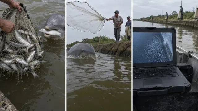 En Laguna, Brasil, los delfines le avisan al pescador cuándo lanzar la red